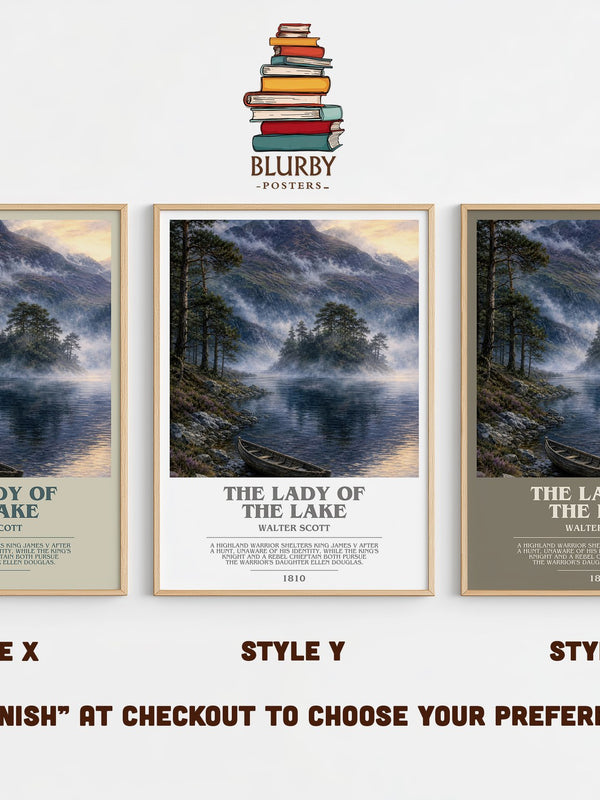 The lady of the lake bookish print in frame leaning in hallway – poetry wall art