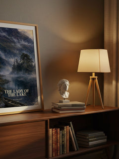 The lady of the lake watercolour print on bookshelf – Walter Scott fan gift