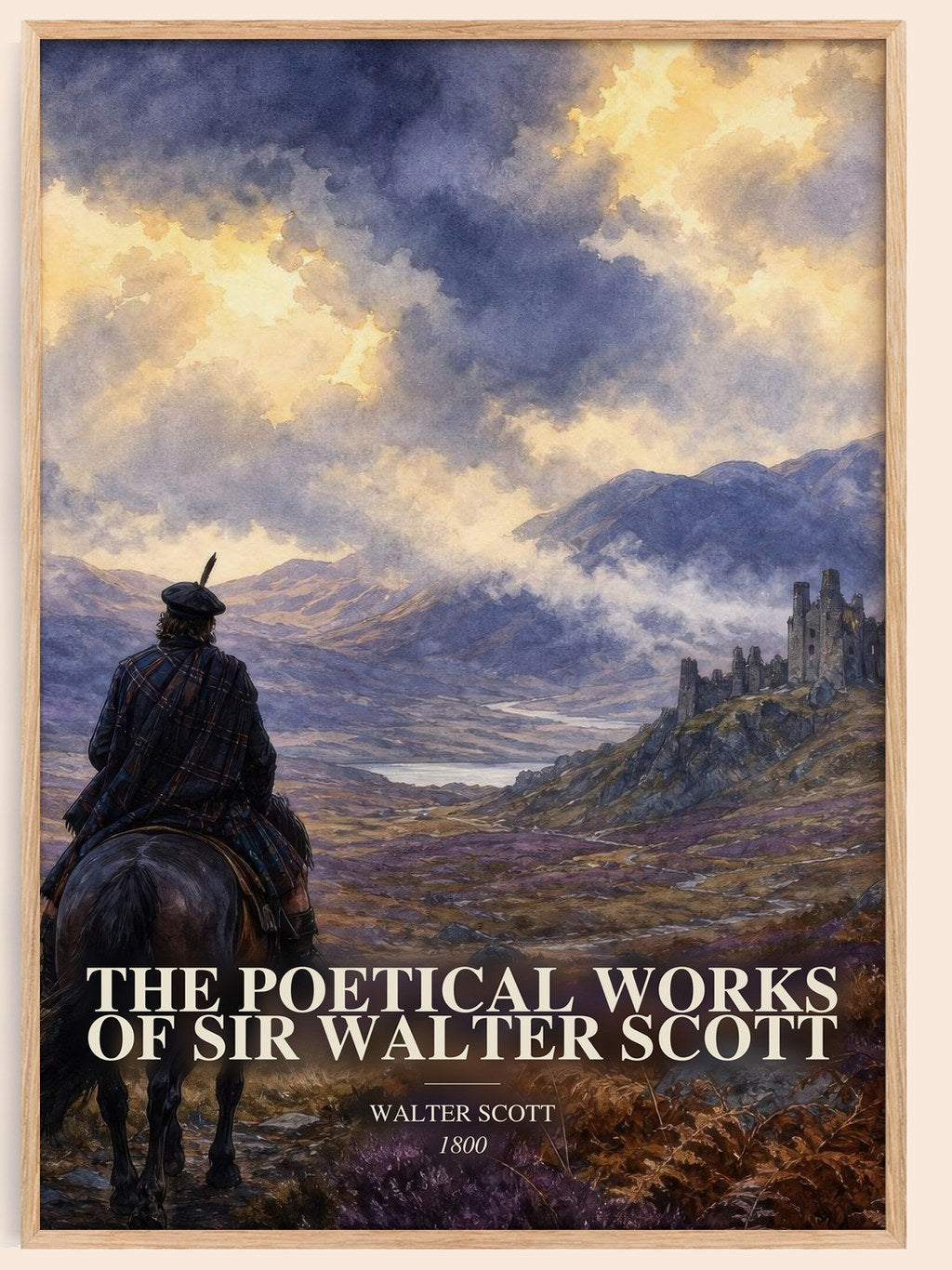 The poetical works of Sir Walter Scott watercolour book poster by Walter Scott – framed literary art print