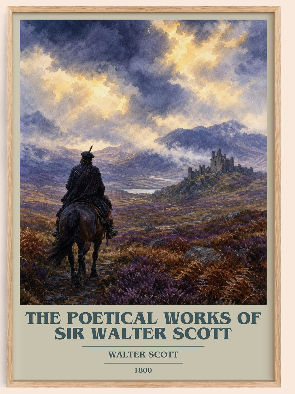The poetical works of Sir Walter Scott book cover book poster by Walter Scott – framed literary art print