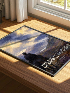 The poetical works of Sir Walter Scott watercolour book poster framed on wall – poetry wall art