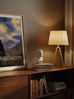 The poetical works of Sir Walter Scott watercolour print on bookshelf – Walter Scott fan gift