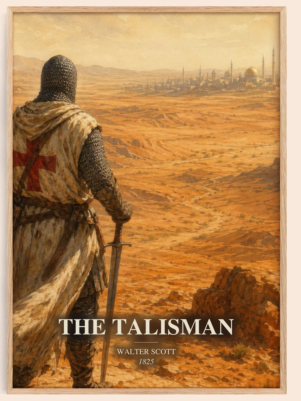 The Talisman watercolour book poster by Walter Scott – framed literary art print