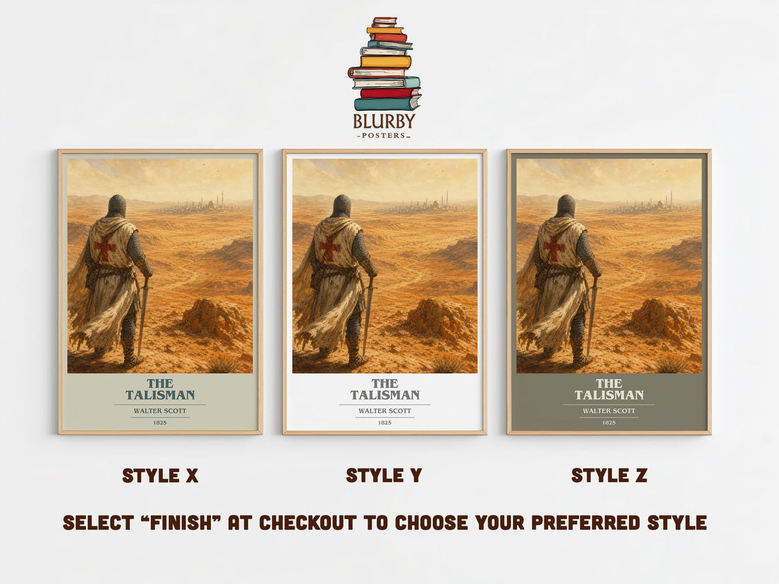 The Talisman book cover print in frame leaning in hallway – historical fiction wall art (mockup)