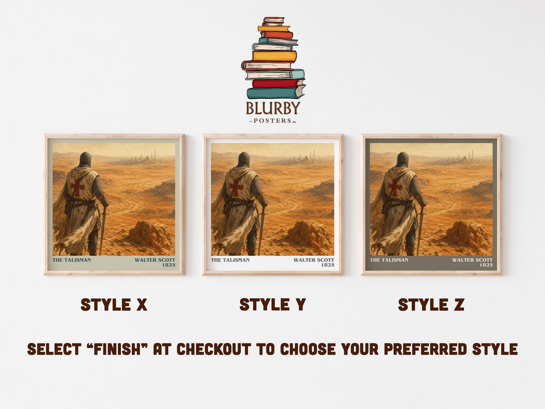 The Talisman literary print in frame leaning in hallway – historical fiction wall art (mockup)