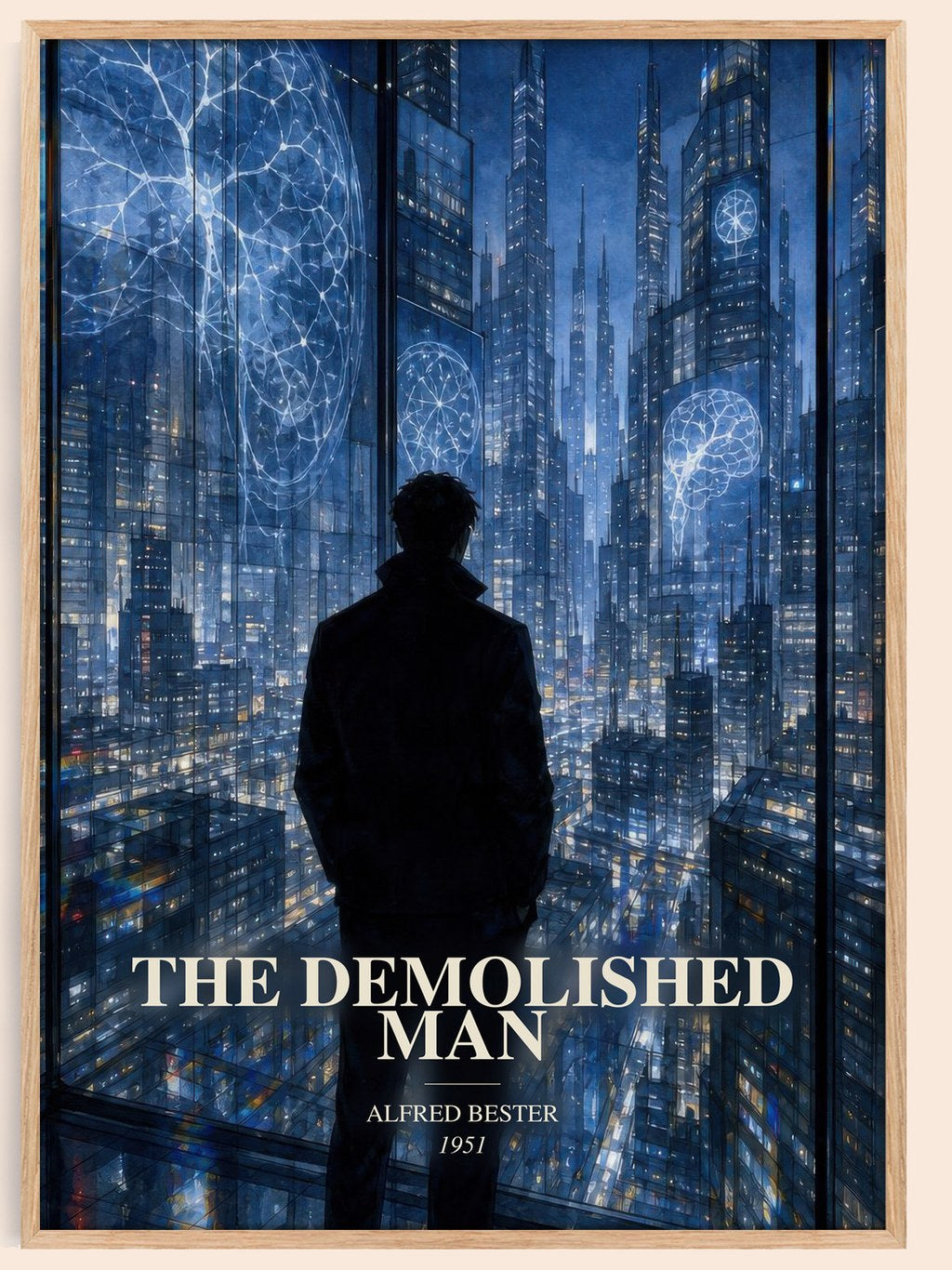 The Demolished Man watercolour book poster by Alfred Bester – framed literary art print
