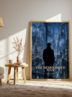 The Demolished Man watercolour print in frame leaning in hallway – sci fi wall art
