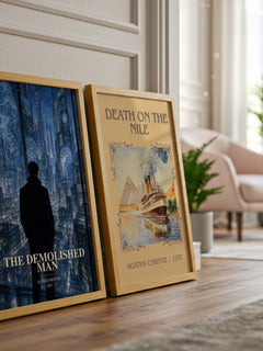 The Demolished Man watercolour print framed by window – literary home decor