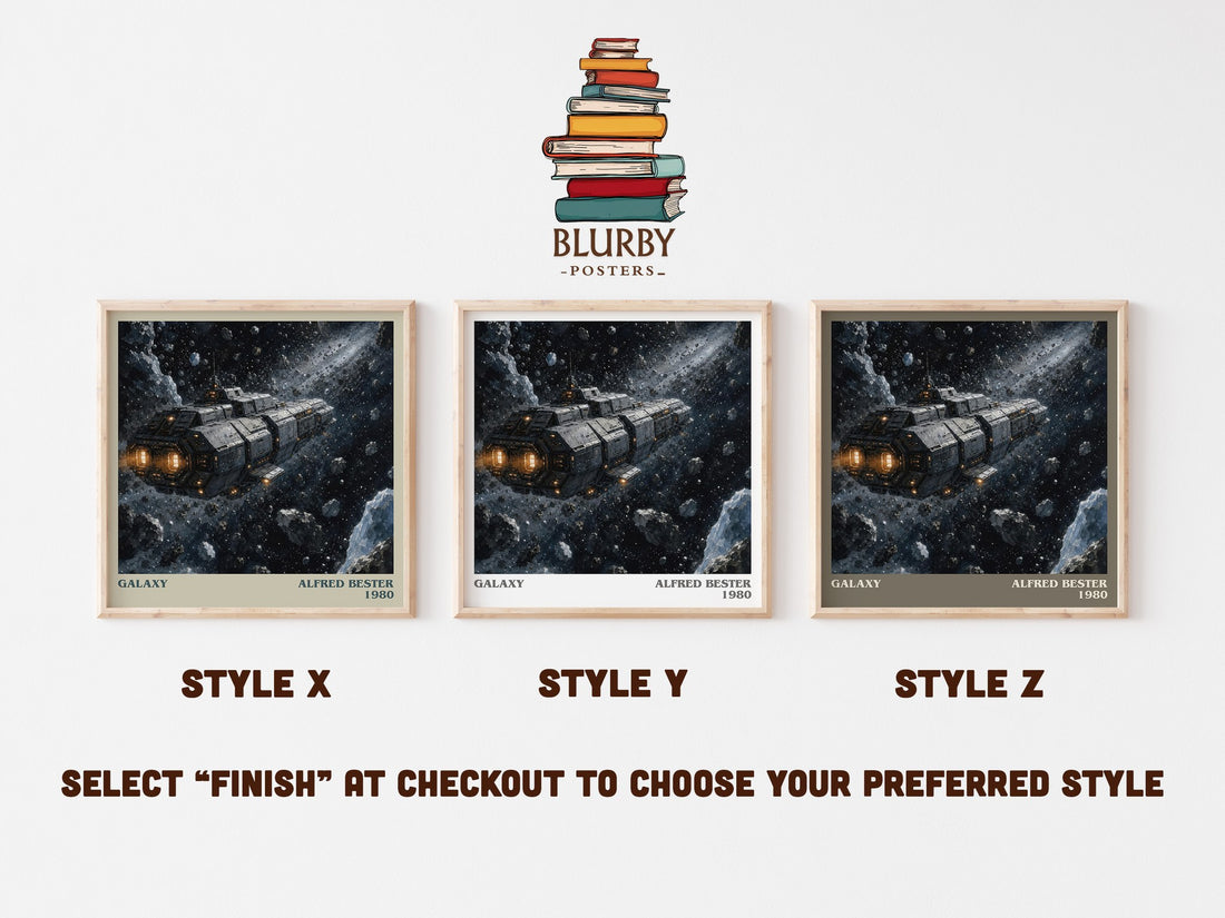 Galaxy literary print in frame leaning in hallway – sci fi wall art (mockup)