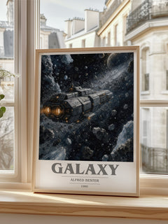 Galaxy book cover poster colour and style options – Alfred Bester book art