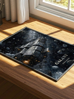 Galaxy watercolour book poster framed on wall – sci fi wall art