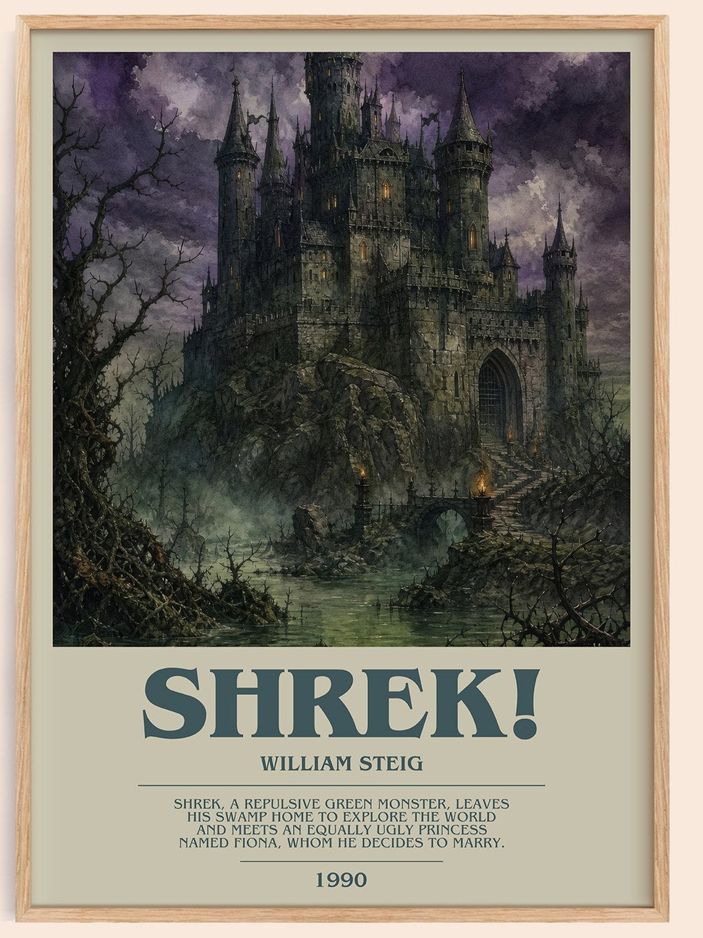 Shrek! bookish book poster by William Steig – framed literary art print