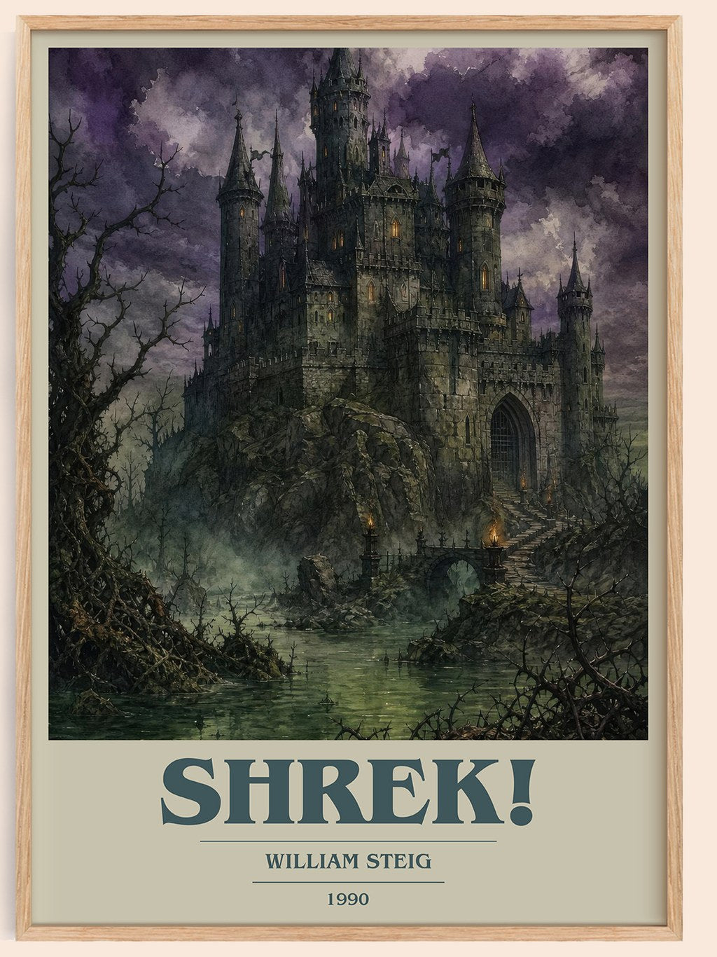 Shrek! book cover book poster by William Steig – framed literary art print