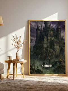 Shrek! watercolour print in frame leaning in hallway – childrens wall art