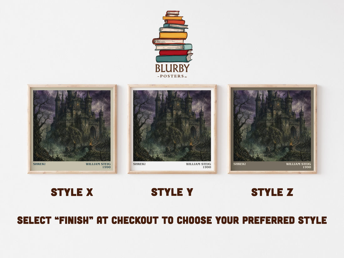 Shrek! literary print in frame leaning in hallway – childrens wall art (mockup)