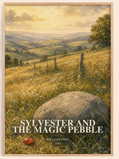 Sylvester and the magic pebble watercolour book poster by William Steig – framed literary art print