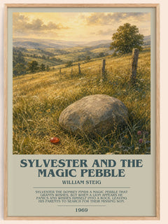 Sylvester and the magic pebble bookish book poster by William Steig – framed literary art print