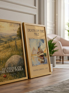 Sylvester and the magic pebble watercolour print framed by window – literary home decor
