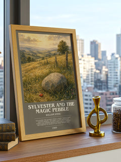 Sylvester and the magic pebble bookish print framed by window – literary home decor