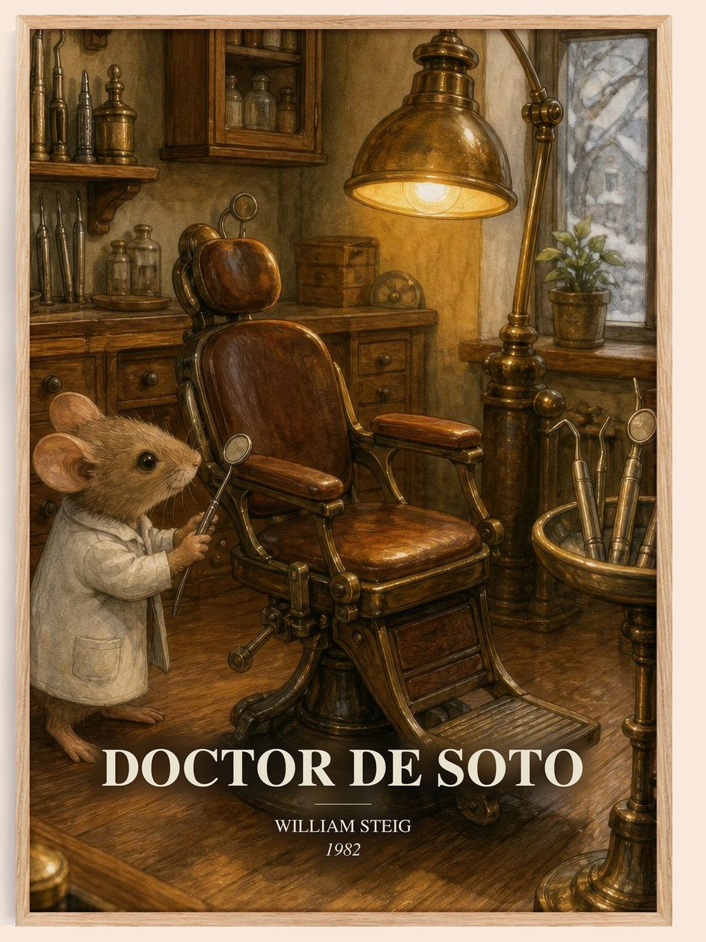 Doctor De Soto watercolour book poster by William Steig – framed literary art print
