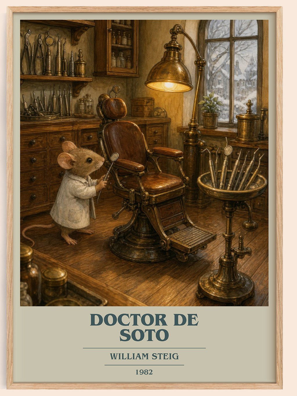 Doctor De Soto book cover book poster by William Steig – framed literary art print
