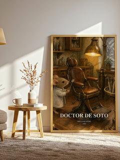 Doctor De Soto watercolour print in frame leaning in hallway – childrens wall art