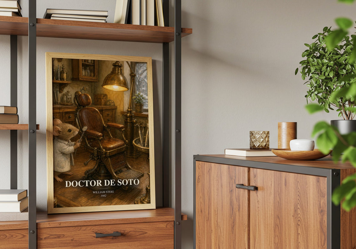Doctor De Soto book watercolour illustration paper finish options – matte satin gloss