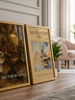 Doctor De Soto watercolour print framed by window – literary home decor