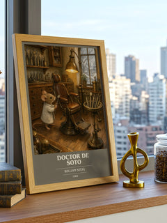 Doctor De Soto book cover print framed by window – literary home decor