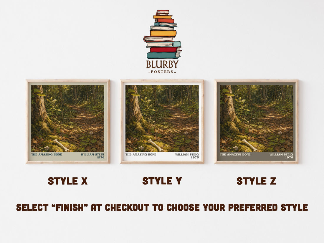 The amazing bone literary print in frame leaning in hallway – childrens wall art (mockup)