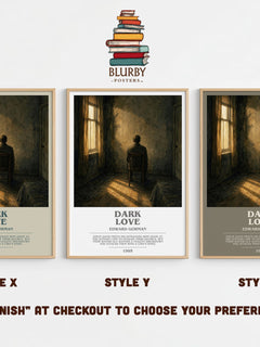 Dark Love bookish print in frame leaning in hallway – horror wall art