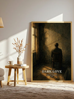Dark Love watercolour print in frame leaning in hallway – horror wall art