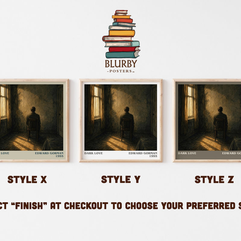 Dark Love literary print in frame leaning in hallway – horror wall art