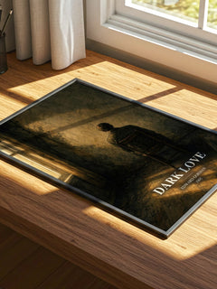 Dark Love watercolour book poster framed on wall – horror wall art