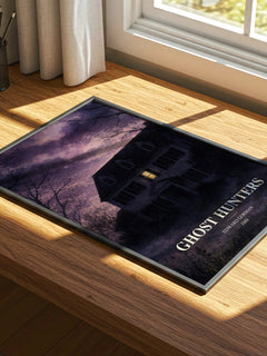 Ghost hunters watercolour book poster framed on wall – horror wall art