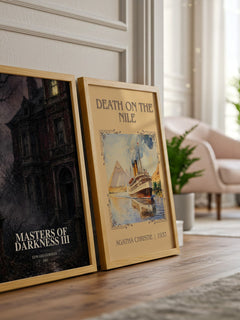 Masters of Darkness III watercolour print framed by window – literary home decor