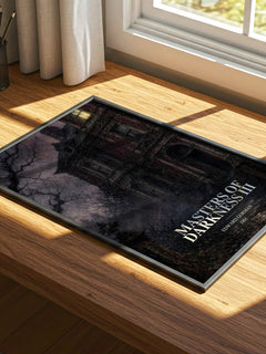 Masters of Darkness III watercolour book poster framed on wall – horror wall art