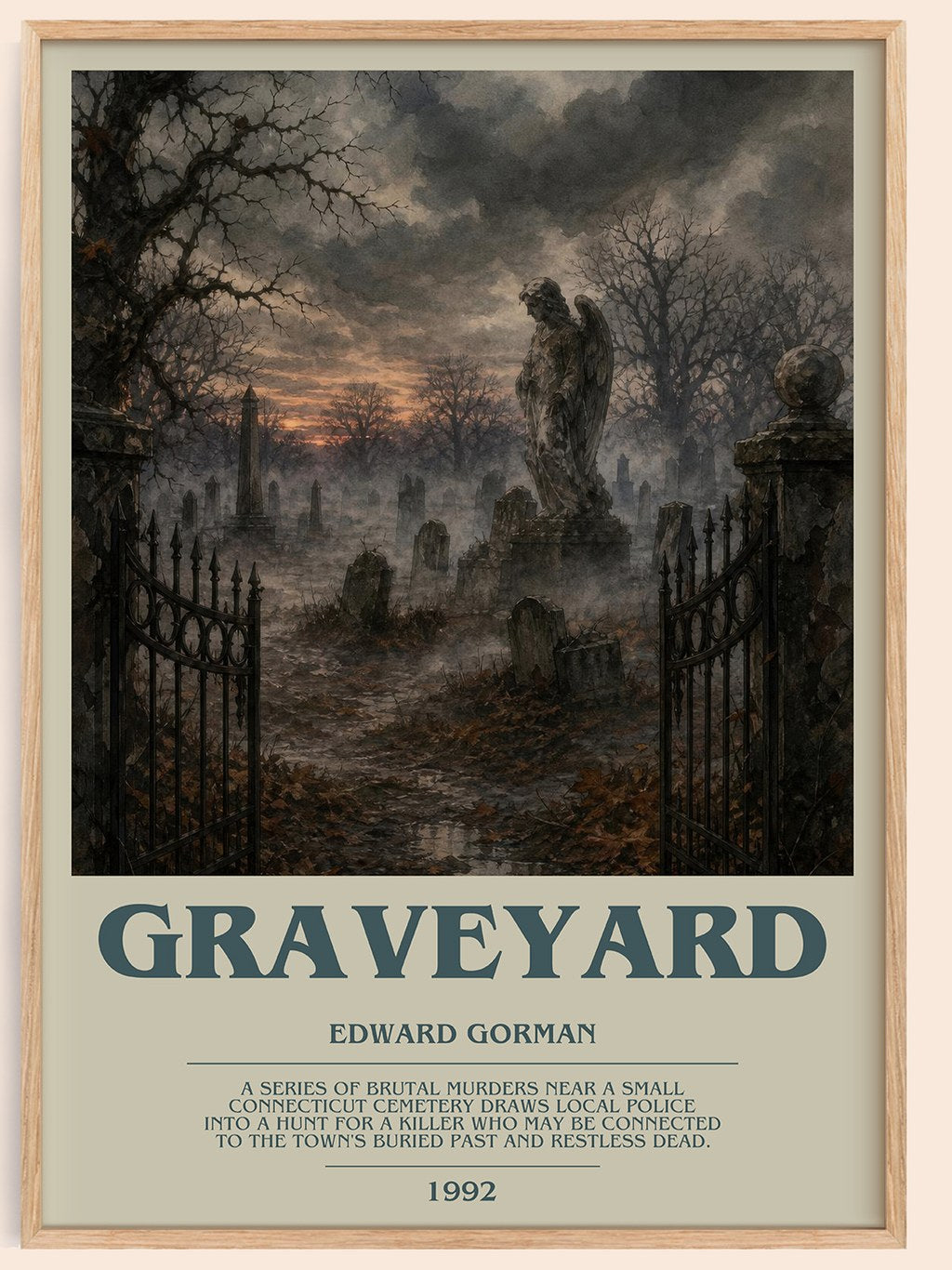 Graveyard bookish book poster by Edward Gorman – framed literary art print