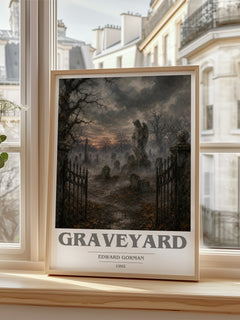 Graveyard Book Cover Poster by Edward Gorman – framed print by a bright window