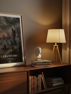 Graveyard watercolour print on bookshelf – Edward Gorman fan gift
