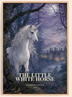 The Little White Horse watercolour book poster by Elizabeth Goudge – framed literary art print