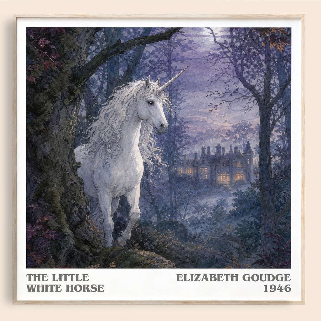 The Little White Horse literary book poster by Elizabeth Goudge – framed literary art print