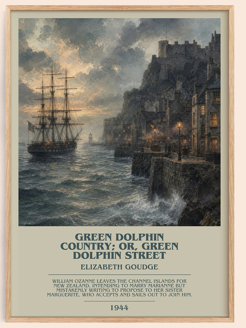 Green Dolphin Country; or, Green Dolphin Street bookish book poster by Elizabeth Goudge – framed literary art print