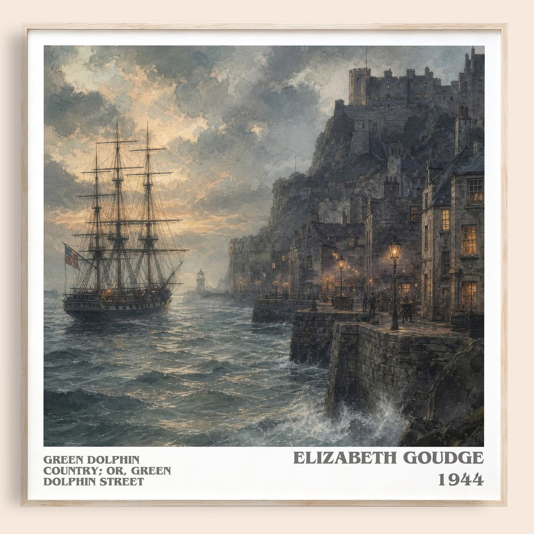 Green Dolphin Country; or, Green Dolphin Street literary book poster by Elizabeth Goudge – framed literary art print