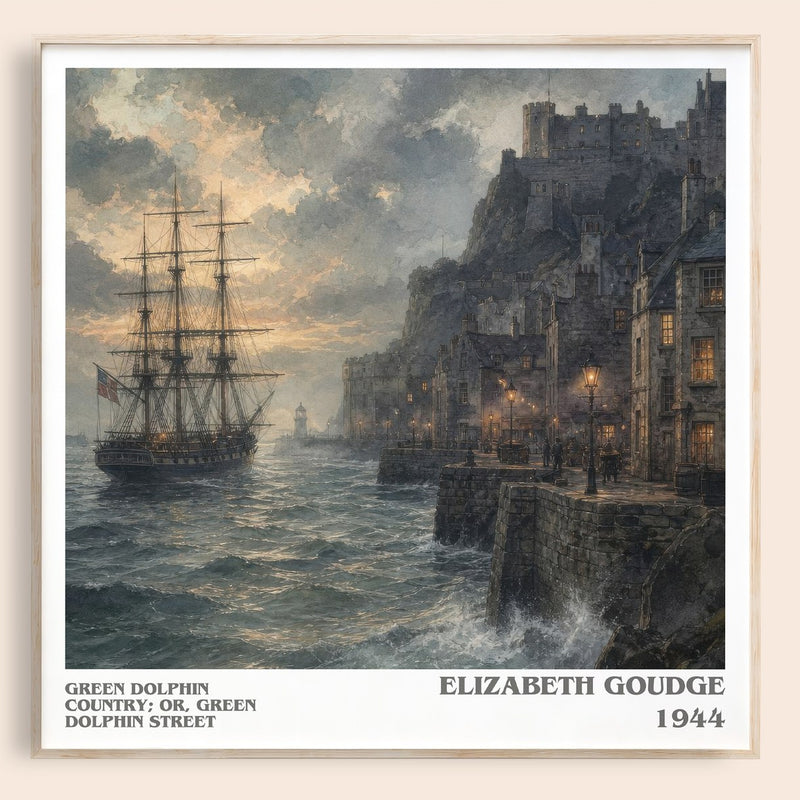 Green Dolphin Country; or, Green Dolphin Street literary book poster by Elizabeth Goudge – framed literary art print