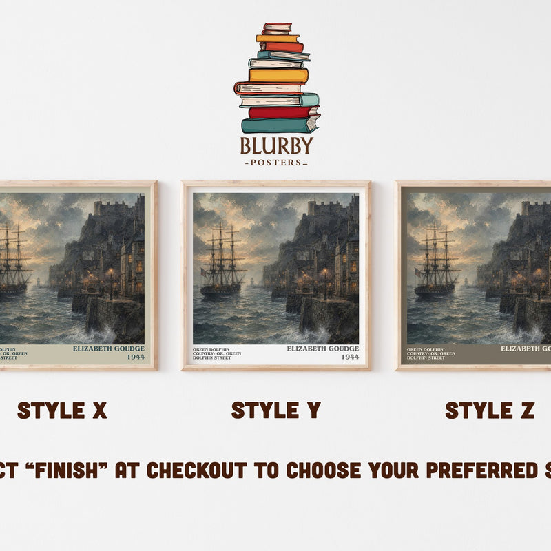 Green Dolphin Country; or, Green Dolphin Street literary print in frame leaning in hallway – historical fiction wall art