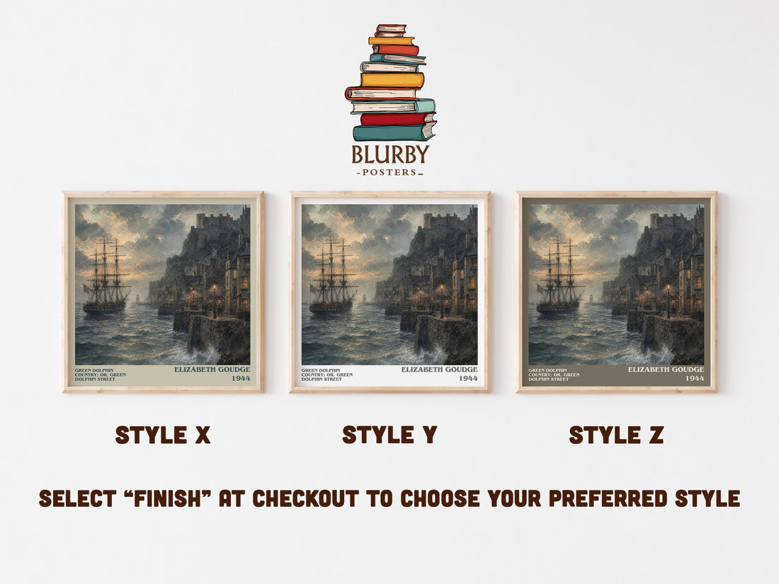 Green Dolphin Country; or, Green Dolphin Street literary print in frame leaning in hallway – historical fiction wall art (mockup)