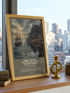 Green Dolphin Country; or, Green Dolphin Street bookish print framed by window – literary home decor