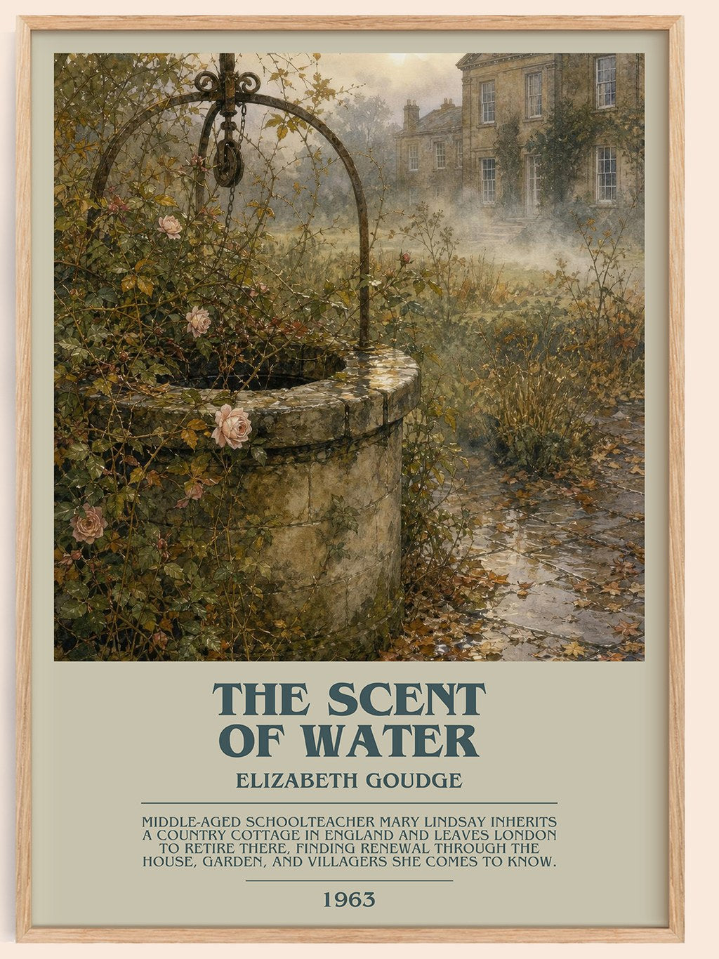 The Scent of Water bookish book poster by Elizabeth Goudge – framed literary art print