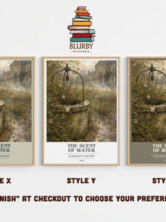 The Scent of Water book cover print in frame leaning in hallway – literary fiction wall art